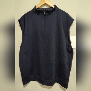 Footjoy FJ Men's 1/4 Zip Logo Embroidered Golf Pullover Vest, Navy Blue, XXL